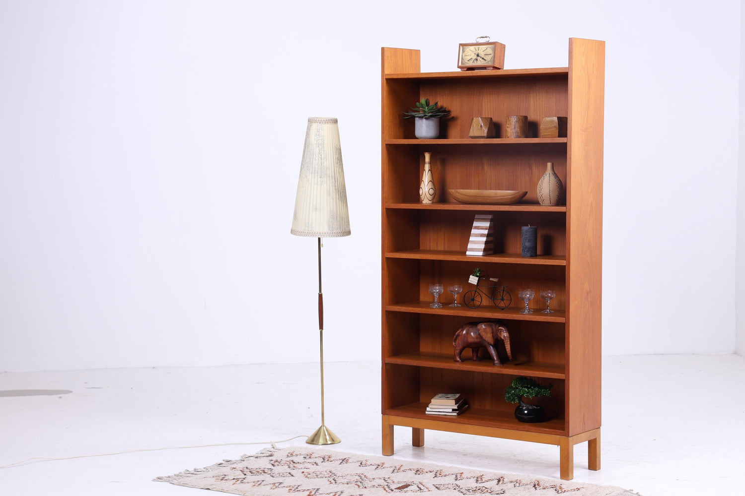 Teak Holz Bücherregal 60er Jahre | Vintage Regal | Mid Century Massiv Holz Retro Aufbewahrung