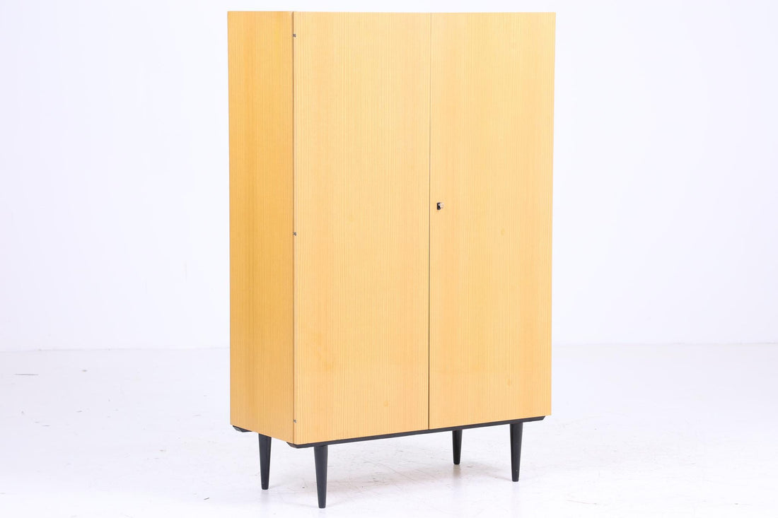 Kleiner Vintage Kleiderschrank | Mid Century Wäscheschrank | 60er Jahre Schrank | mit Kleiderstange &amp; Fächern