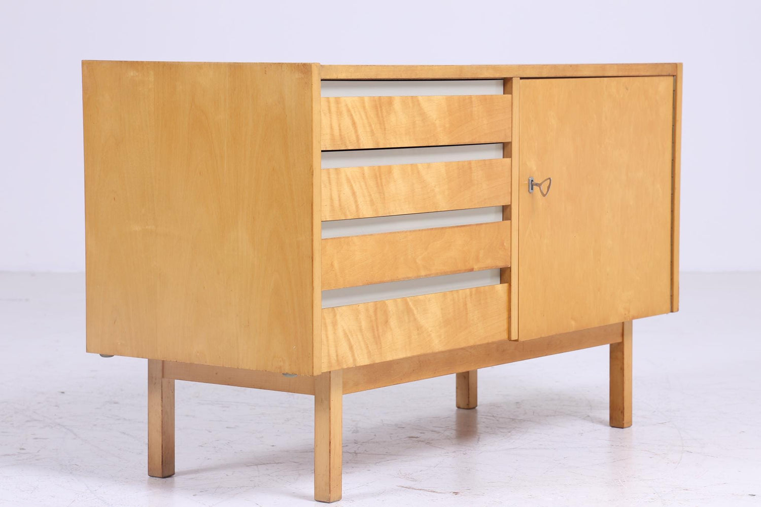 Vintage Hellerau Kommode aus Birkenholz | Mid Century Schubladen Schrank | Holz Aufbewahrung