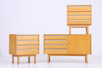 Vintage Hellerau Schlafzimmer Möbel Set | Mid Century Nachttische &amp; Kommode 60er Jahre | Retro Holz Aufbewahrung