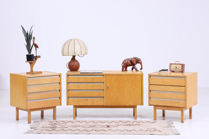 Vintage Hellerau Schlafzimmer Möbel Set | Mid Century Nachttische &amp; Kommode 60er Jahre | Retro Holz Aufbewahrung