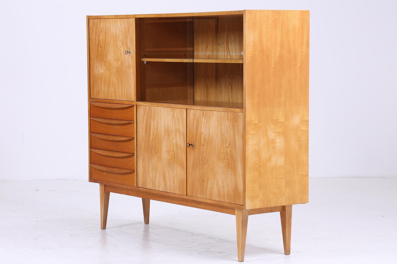 Hellerau Vintage Highboard 60er Jahre | Mid Century Vitrine Serie 602 Franz Ehrlich Schrankwand Bücherschrank Aufbewahrung