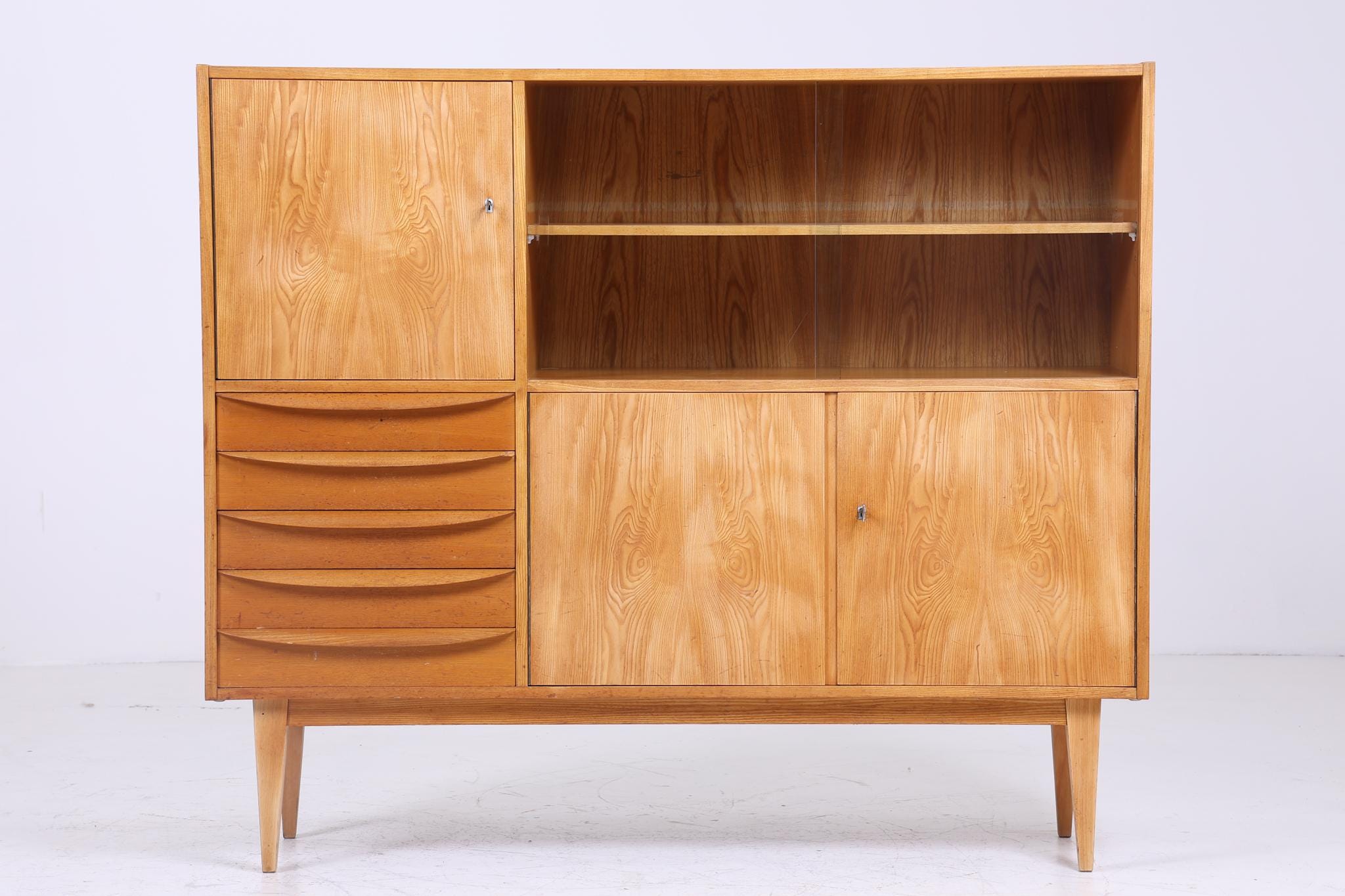 Hellerau Vintage Highboard 60er Jahre | Mid Century Vitrine Serie 602 Franz Ehrlich Schrankwand Bücherschrank Aufbewahrung