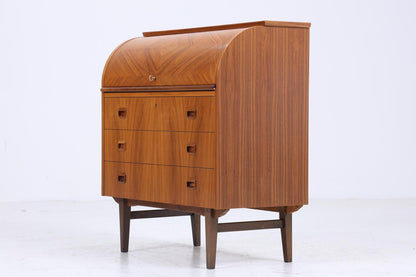 Teak Vintage Rollladen Sekretär 60er Jahre | Mid Century Schreibtisch Schrank Arbeitstisch Retro Holz Aufbewahrung By Bröderna Gustafsson