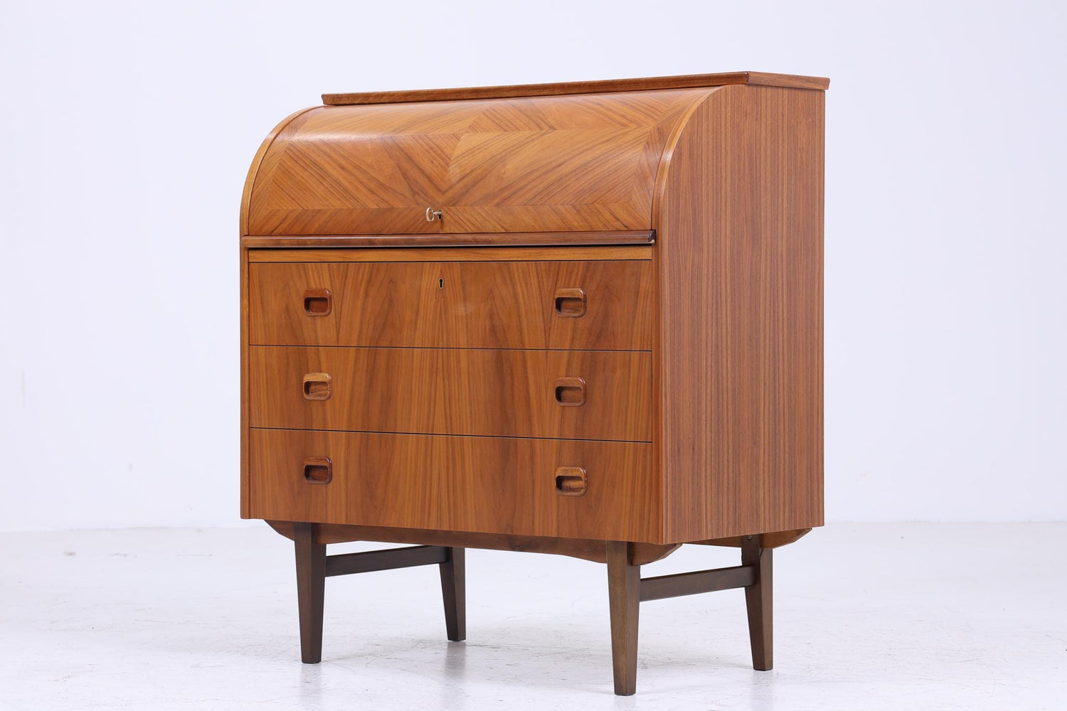 Teak Vintage Rollladen Sekretär 60er Jahre | Mid Century Schreibtisch Schrank Arbeitstisch Retro Holz Aufbewahrung By Bröderna Gustafsson