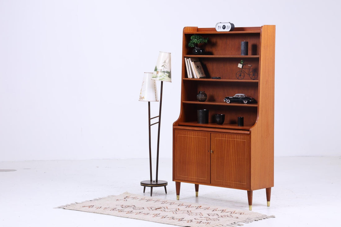 Vintage Teak Regal 60er Jahre | Mid Century Bücherregal Schreibtisch Sekretär Retro Holz Aufbewahrung