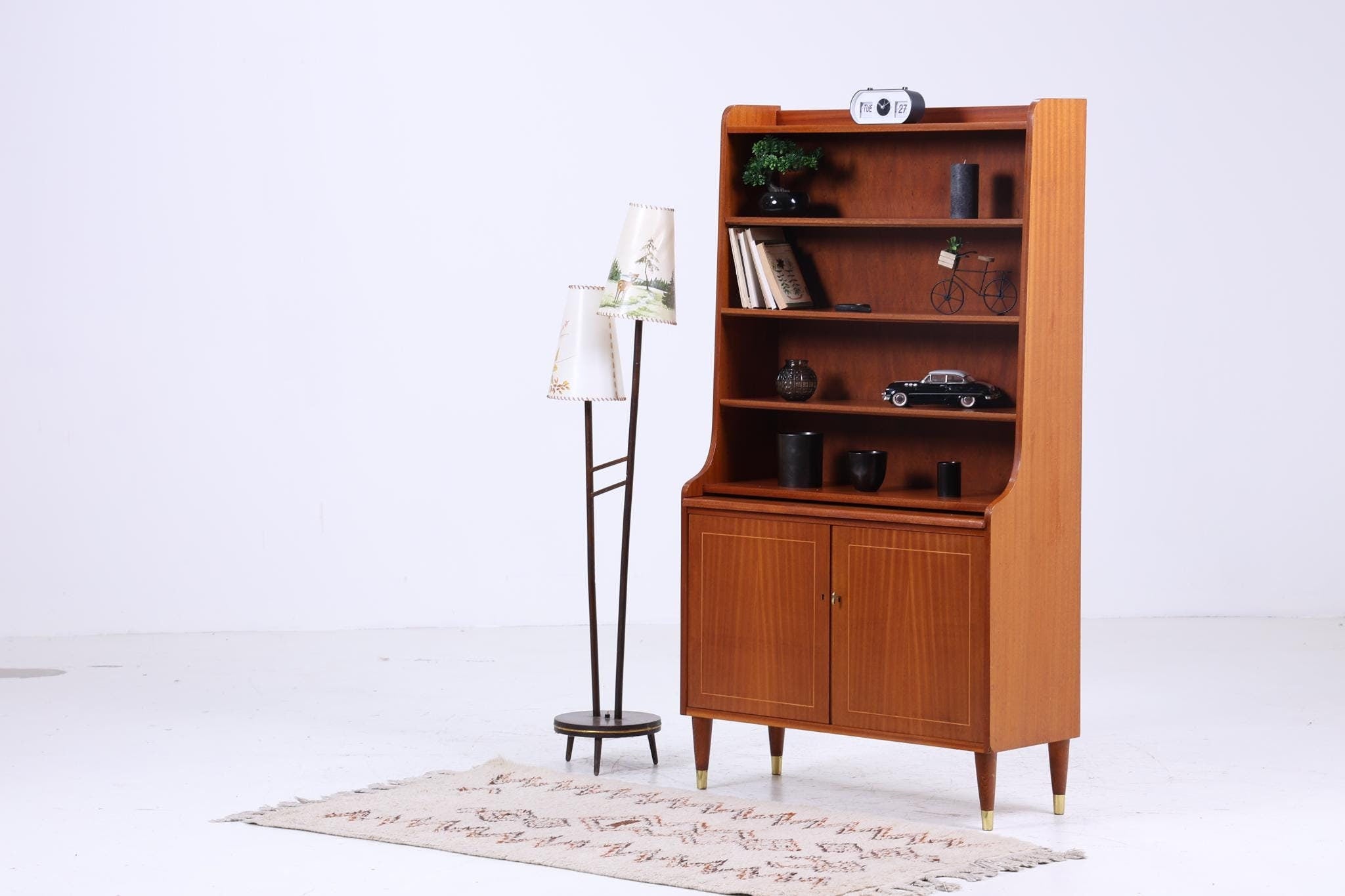 Vintage Teak Regal 60er Jahre | Mid Century Bücherregal Schreibtisch Sekretär Retro Holz Aufbewahrung