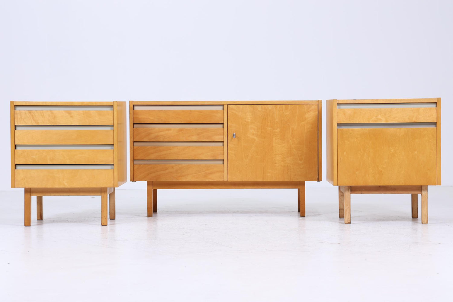 Vintage Hellerau Schlafzimmer Möbel Set | Mid Century Nachttische &amp; Kommode 60er Jahre | Retro Holz Aufbewahrung