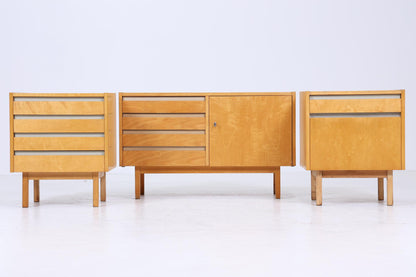 Vintage Hellerau Schlafzimmer Möbel Set | Mid Century Nachttische &amp; Kommode 60er Jahre | Retro Holz Aufbewahrung