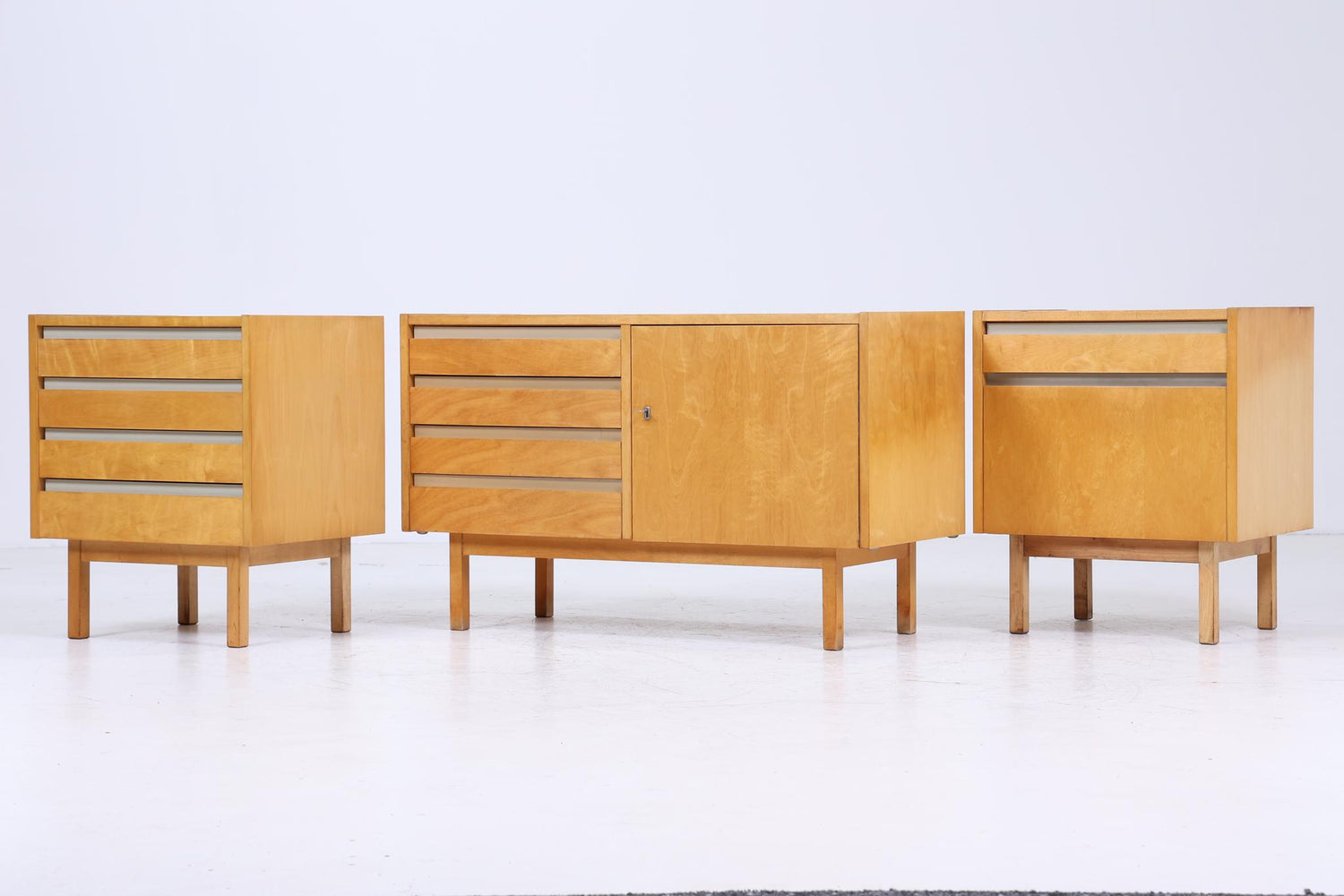 Vintage Hellerau Schlafzimmer Möbel Set | Mid Century Nachttische &amp; Kommode 60er Jahre | Retro Holz Aufbewahrung