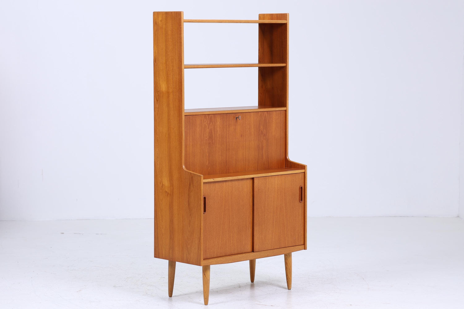 Vintage Teak Regal 60er Jahre | Mid Century Bücherregal Schreibtisch Sekretär Retro Holz Aufbewahrung