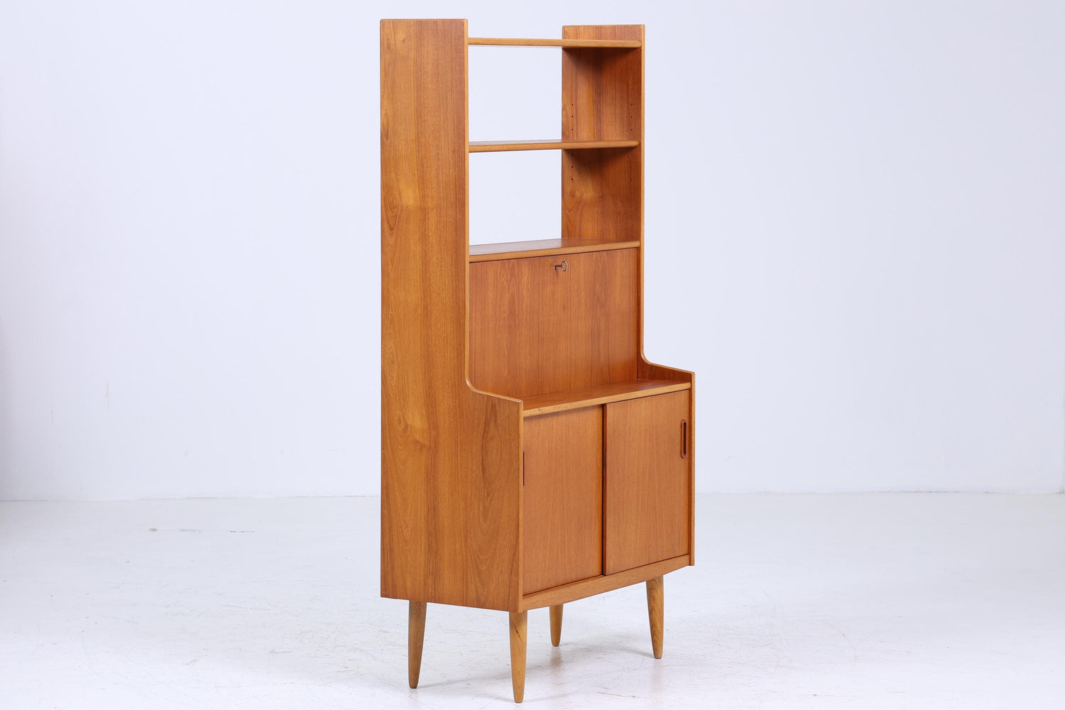 Vintage Teak Regal 60er Jahre | Mid Century Bücherregal Schreibtisch Sekretär Retro Holz Aufbewahrung