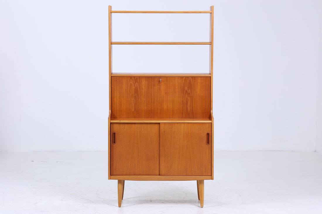 Vintage Teak Regal 60er Jahre | Mid Century Bücherregal Schreibtisch Sekretär Retro Holz Aufbewahrung