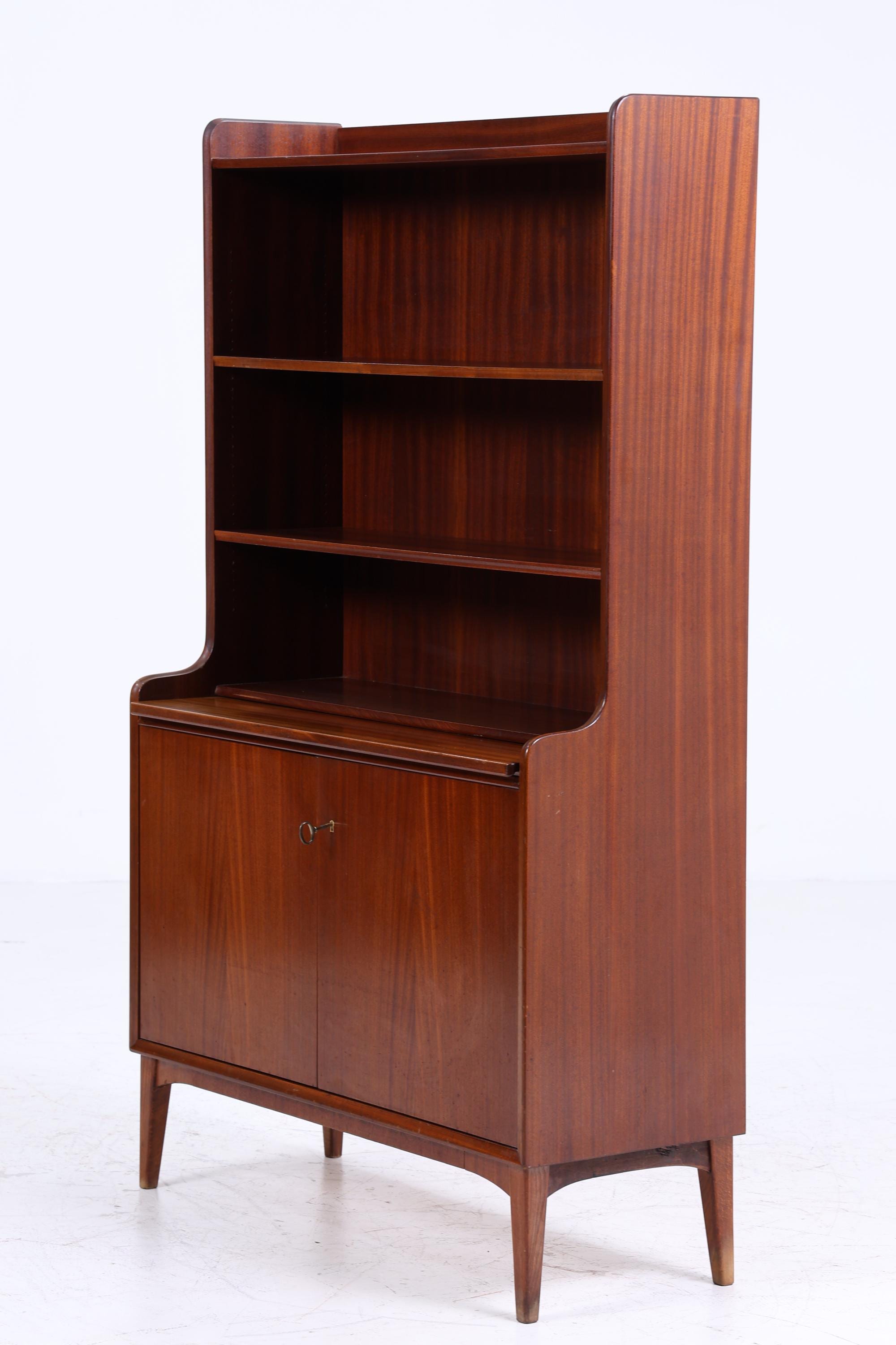 Vintage Mahagoni Regal 60er Jahre | Mid Century Bücherregal Schreibtisch Sekretär Retro Holz Aufbewahrung