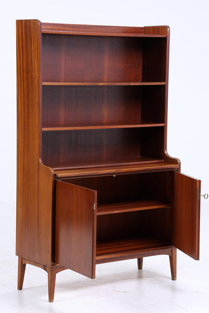 Vintage Mahagoni Regal 60er Jahre | Mid Century Bücherregal Schreibtisch Sekretär Retro Holz Aufbewahrung