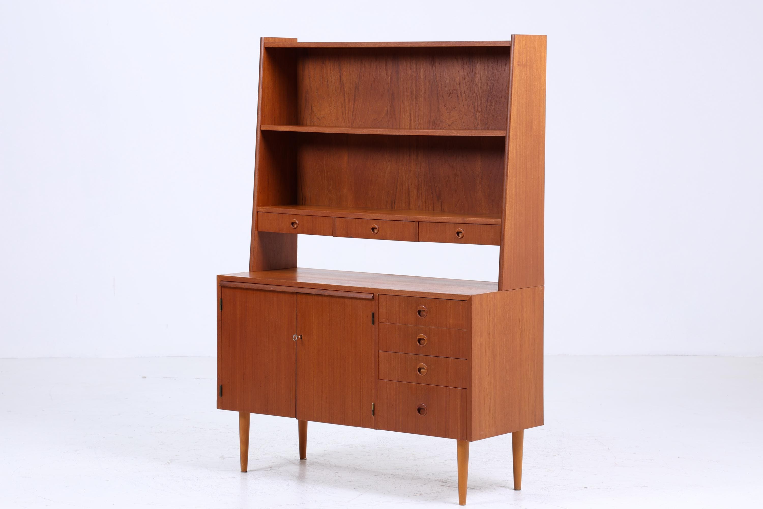 Vintage Teak Regal 60er Jahre | Mid Century Bücherregal Schreibtisch Sekretär Retro Holz Aufbewahrung