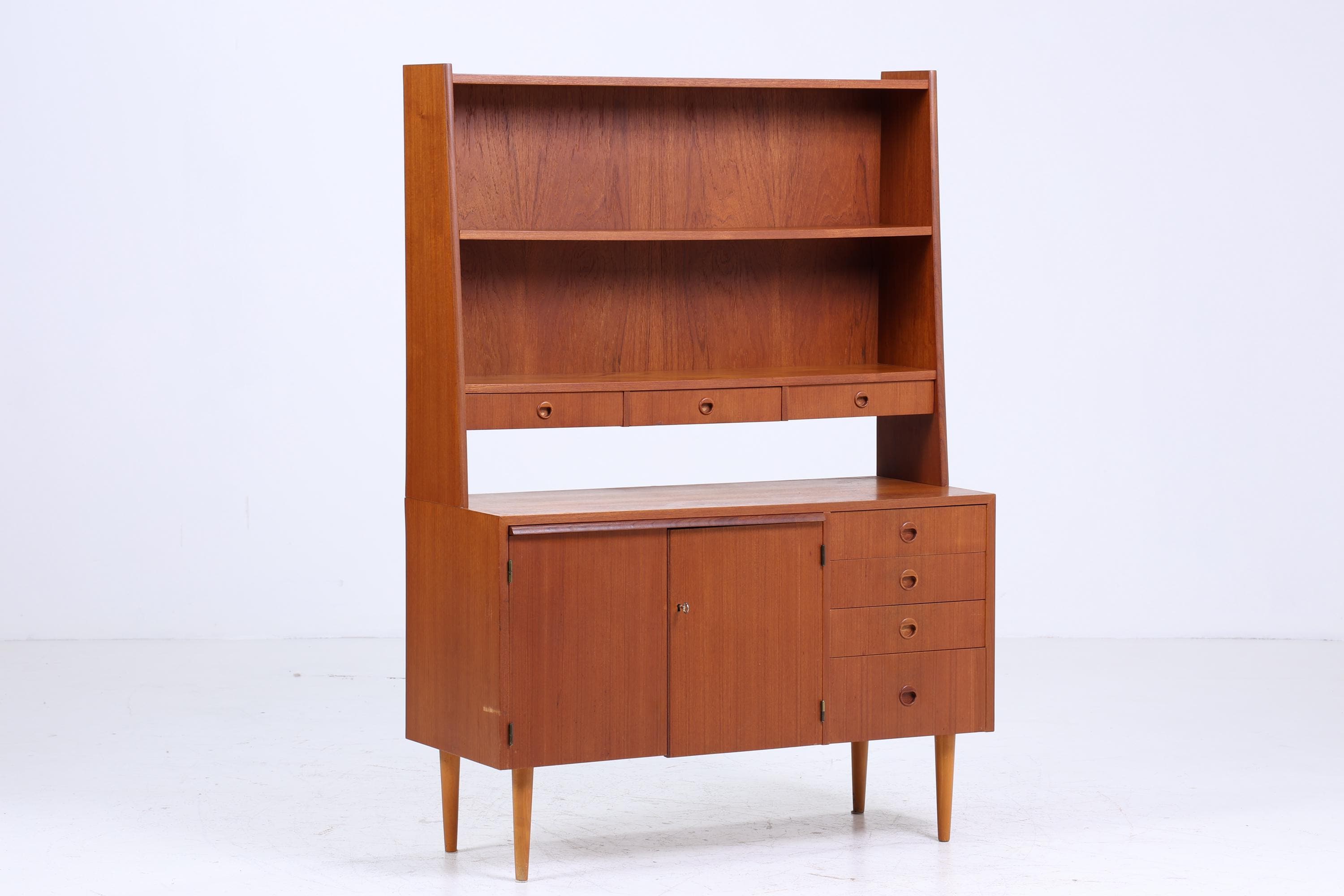 Vintage Teak Regal 60er Jahre | Mid Century Bücherregal Schreibtisch Sekretär Retro Holz Aufbewahrung