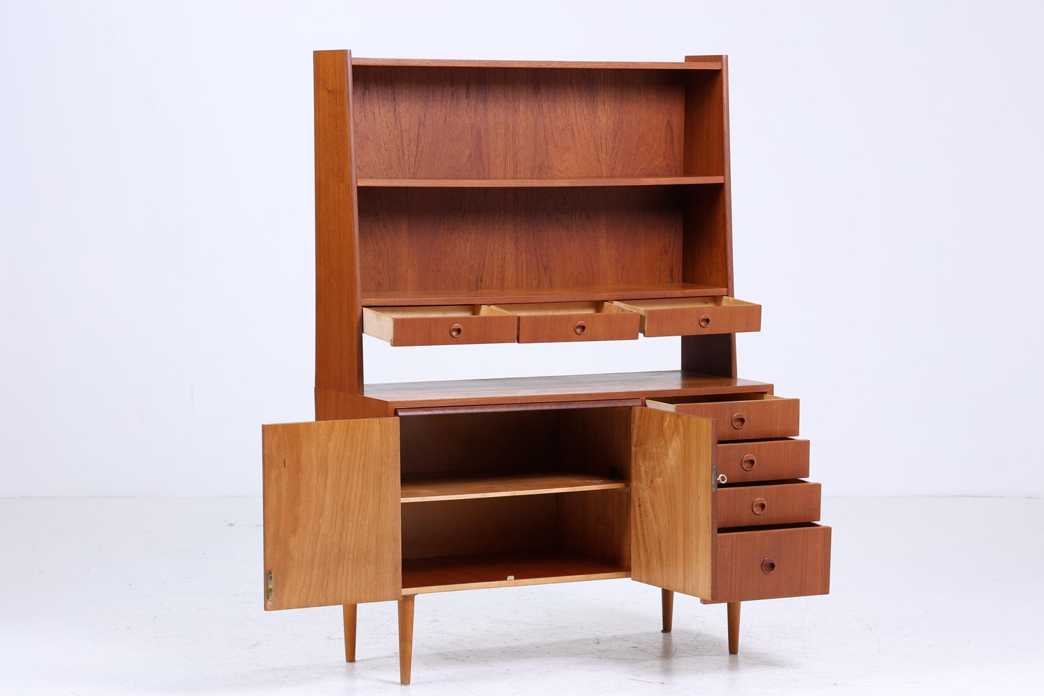 Vintage Teak Regal 60er Jahre | Mid Century Bücherregal Schreibtisch Sekretär Retro Holz Aufbewahrung