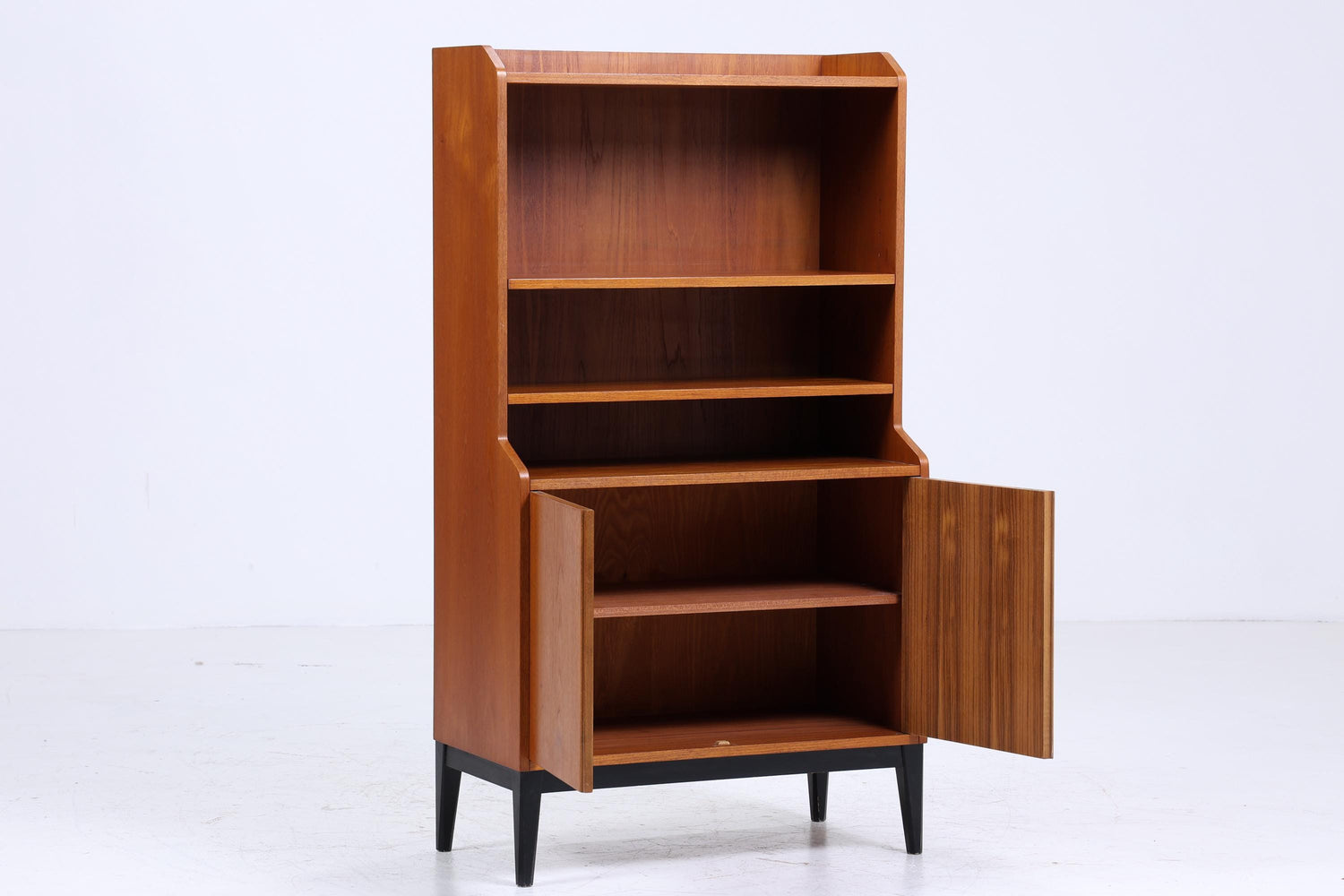 Vintage Teak Regal 60er Jahre | Retro Bücherregal | Mid Century Fächerschrank Holz Aufbewahrung