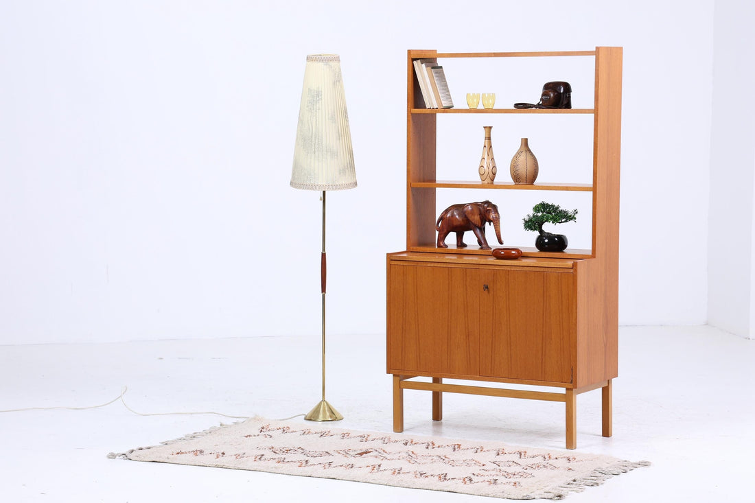 Vintage Regal 60er Jahre | Mid Century Bücherregal Schreibtisch Sekretär Retro Holz Aufbewahrung