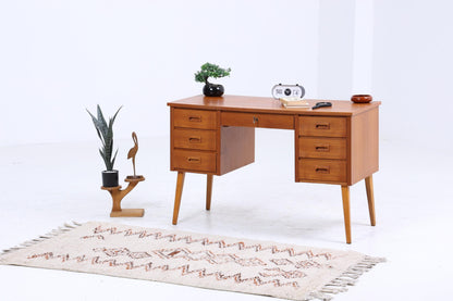 Vintage Teak Schreibtisch 60er Jahre | Mid Century Schubladen Arbeitstisch Bürotisch Tisch Retro Holz