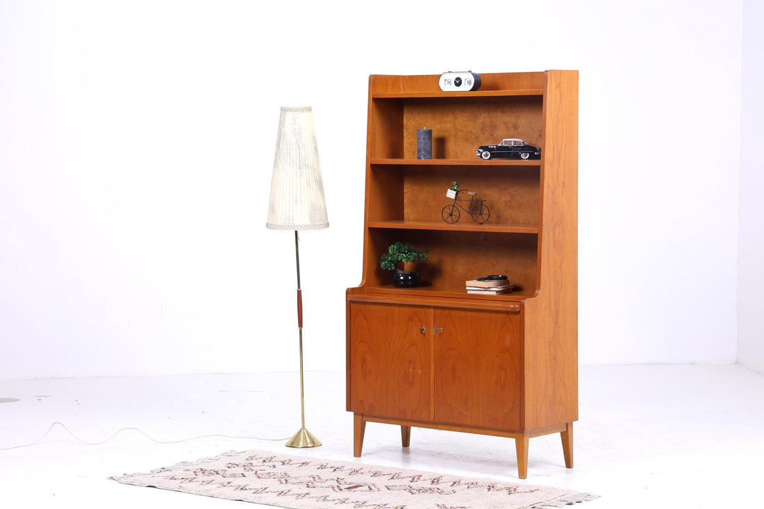 Vintage Teak Regal 60er Jahre | Mid Century Bücherregal Schreibtisch Schubladen Sekretär Retro Holz Aufbewahrung