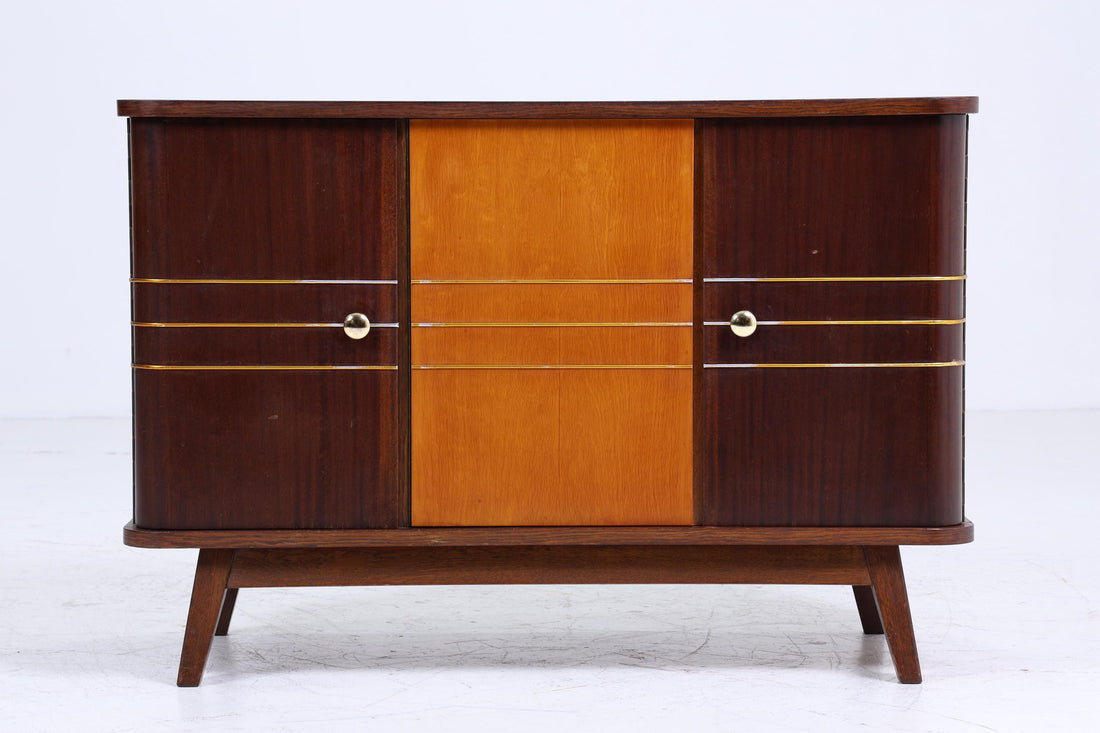 Zeitlose Vintage Kommode 60er | Mid Century Schrank mit Zierleisten Vintage Flur Aufbewahrung