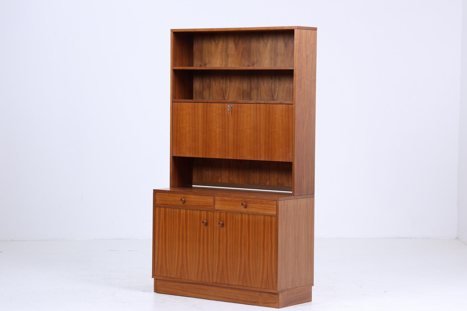 Mid Century Schrank 60er Jahre | Vintage Bücherregal Schreibtisch Sekretär Retro Regal Holz Aufbewahrung