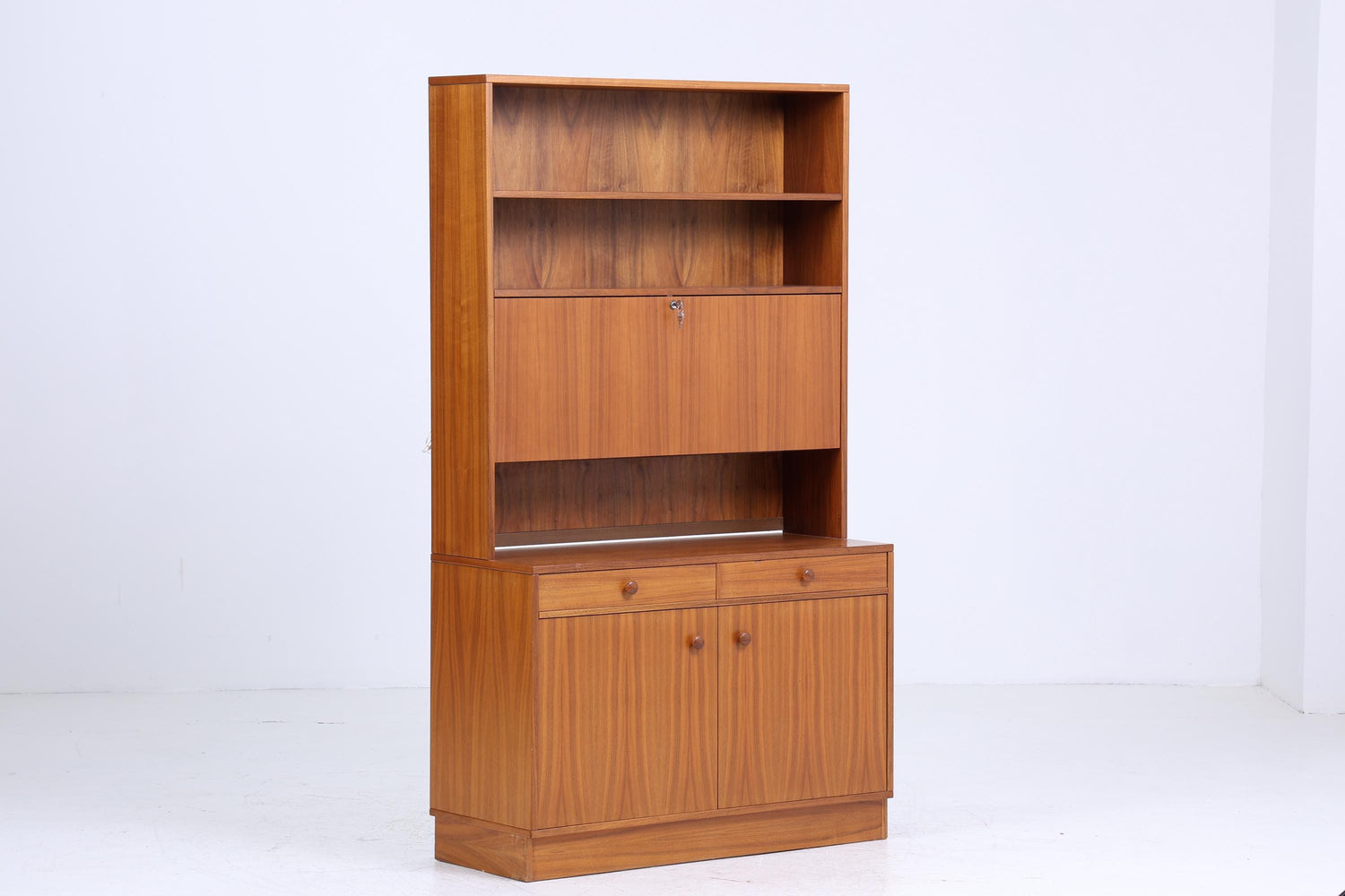 Mid Century Schrank 60er Jahre | Vintage Bücherregal Schreibtisch Sekretär Retro Regal Holz Aufbewahrung