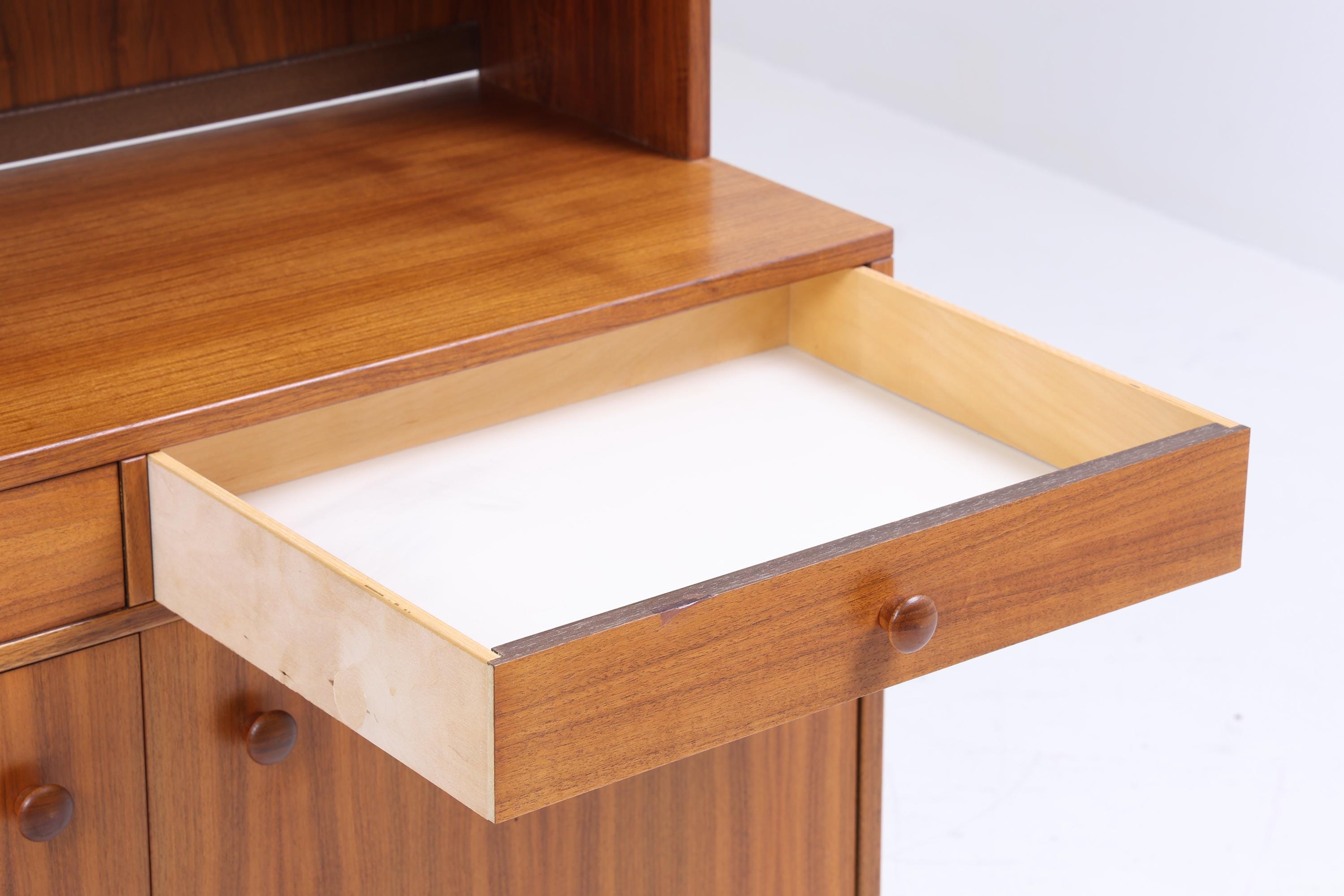 Mid Century Schrank 60er Jahre | Vintage Bücherregal Schreibtisch Sekretär Retro Regal Holz Aufbewahrung