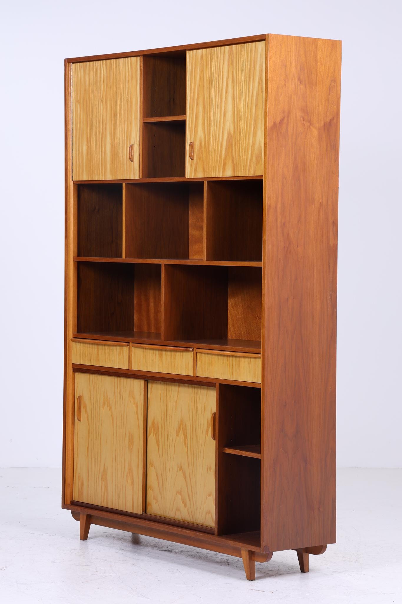 XXL Vintage Regal 60er Jahre | Mid Century Bücherregal Großer Retro Schrank Holz Aufbewahrung