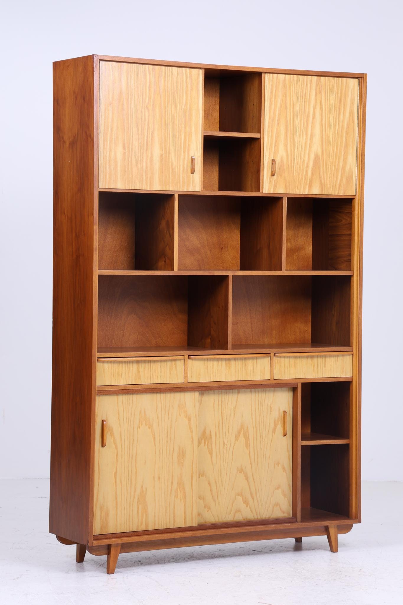 XXL Vintage Regal 60er Jahre | Mid Century Bücherregal Großer Retro Schrank Holz Aufbewahrung