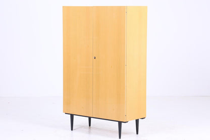 Kleiner Vintage Kleiderschrank | Mid Century Wäscheschrank | 60er Jahre Schrank | mit Kleiderstange &amp; Fächern