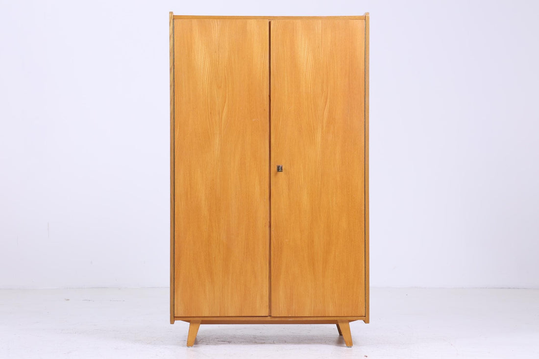 Kleiner Vintage Wäscheschrank | Mid Century Kleiderschrank | 60er Jahre Schrank | mit Kleiderstange &amp; Fächern