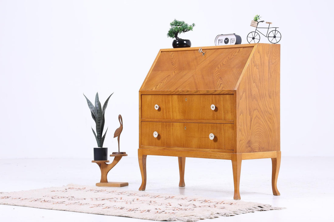 Vintage Sekretär 60er Jahre | Mid Century Schreibtisch Schrank Arbeitstisch Retro Holz Aufbewahrung