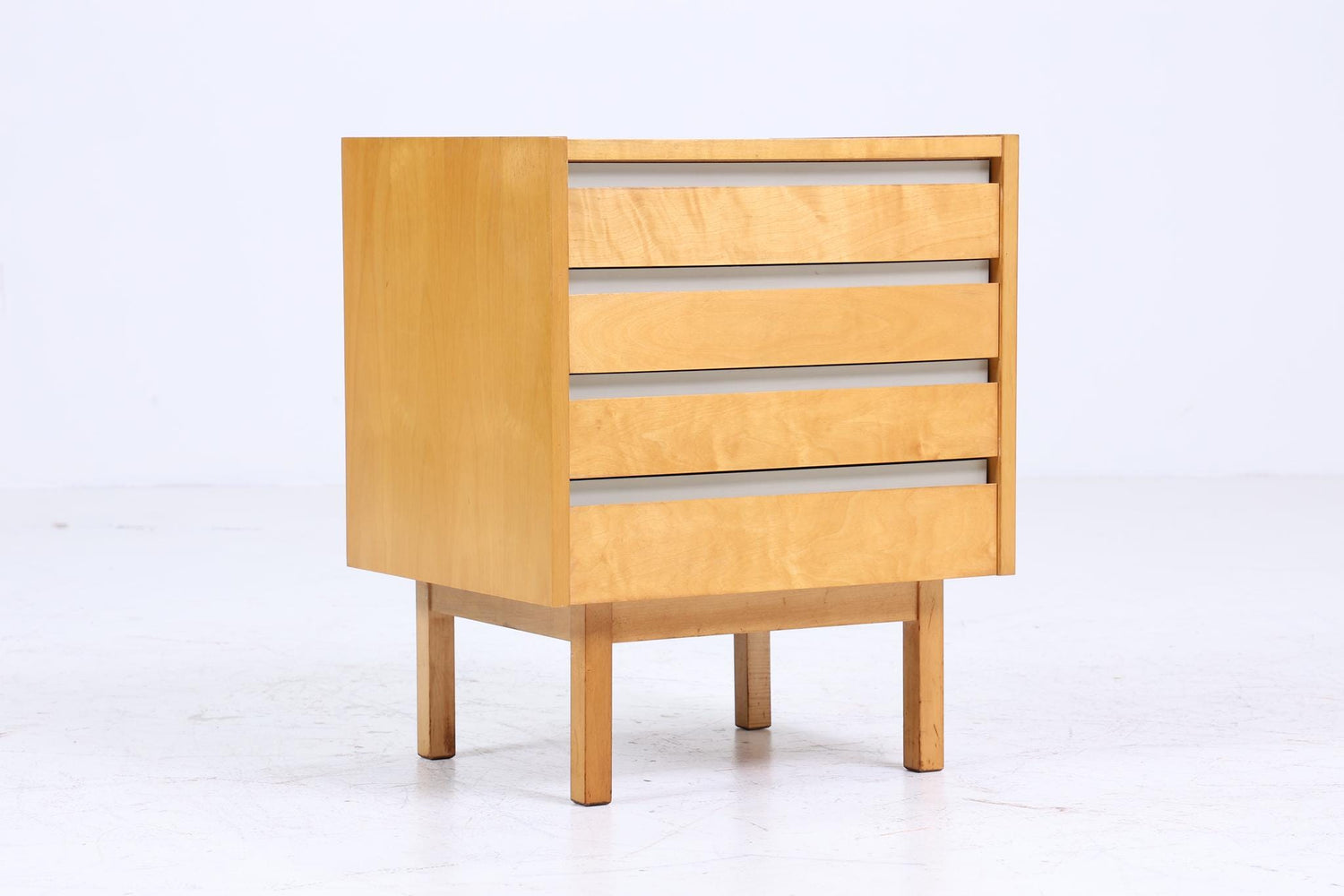 Vintage Hellerau Nachttisch der 60er | 794/10a Mid Century Mini Kommode mit Schubladen | 70er Holz Aufbewahrung Schlafzimmer Birke 1/2