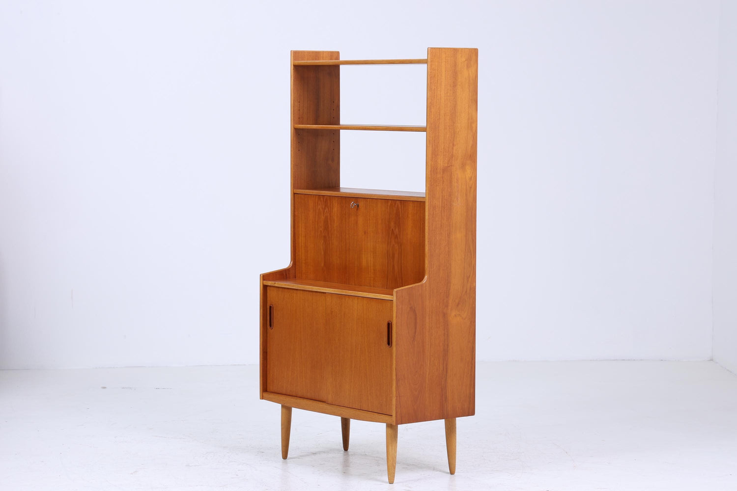 Vintage Teak Regal 60er Jahre | Mid Century Bücherregal Schreibtisch Sekretär Retro Holz Aufbewahrung