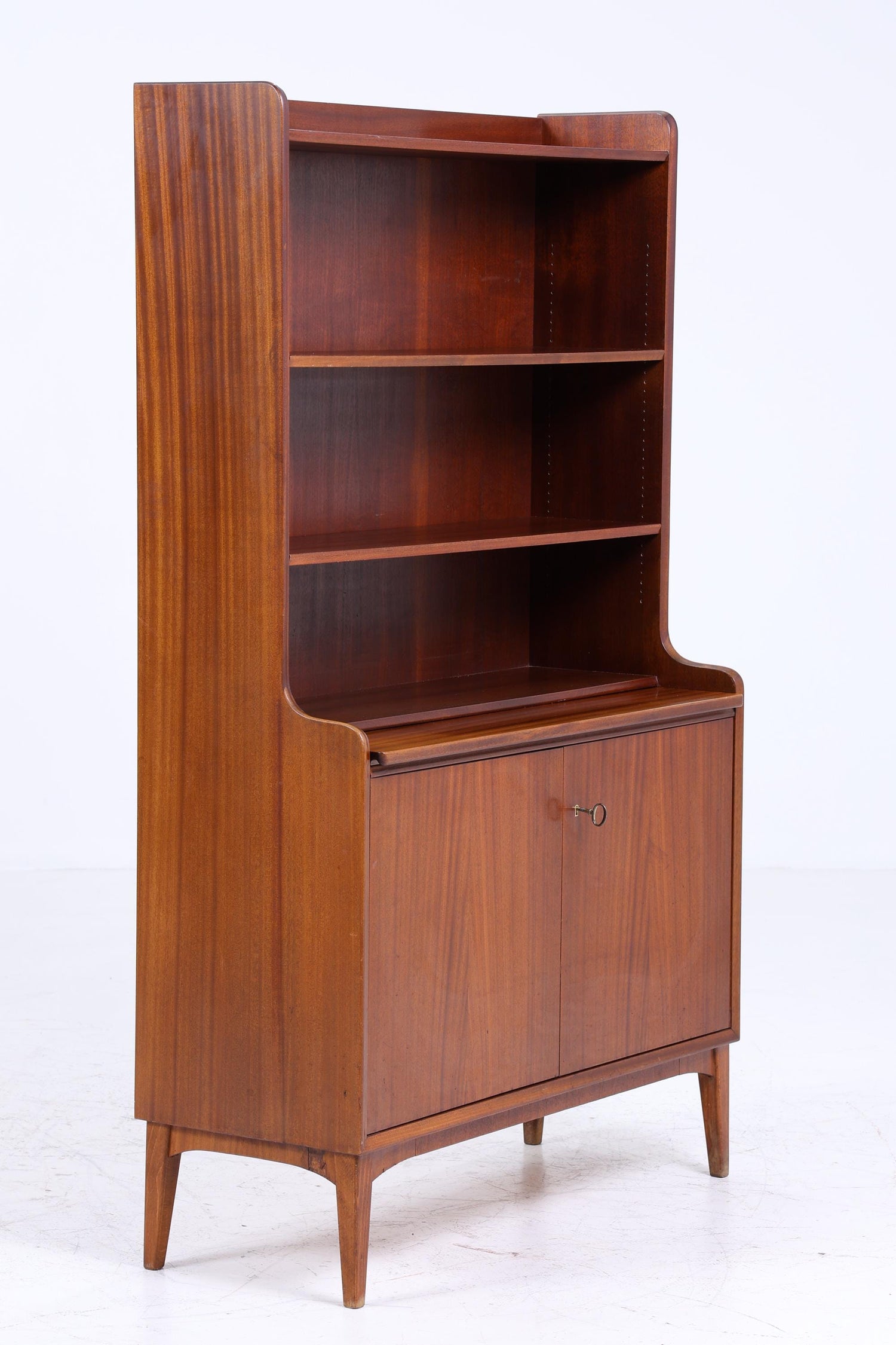 Vintage Mahagoni Regal 60er Jahre | Mid Century Bücherregal Schreibtisch Sekretär Retro Holz Aufbewahrung