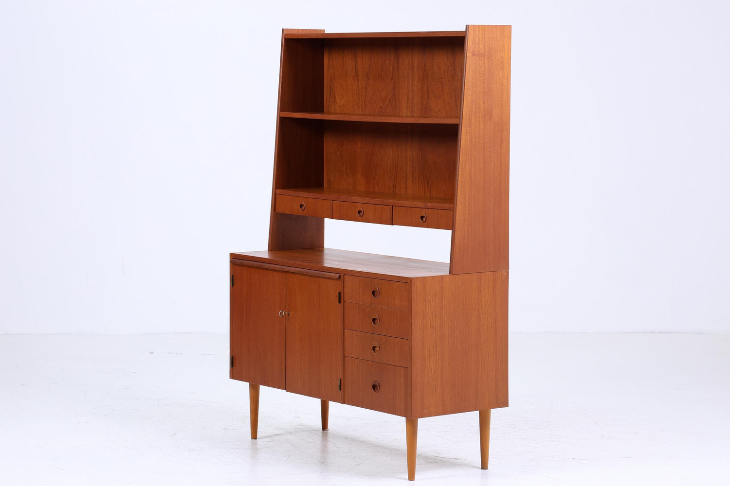 Vintage Teak Regal 60er Jahre | Mid Century Bücherregal Schreibtisch Sekretär Retro Holz Aufbewahrung