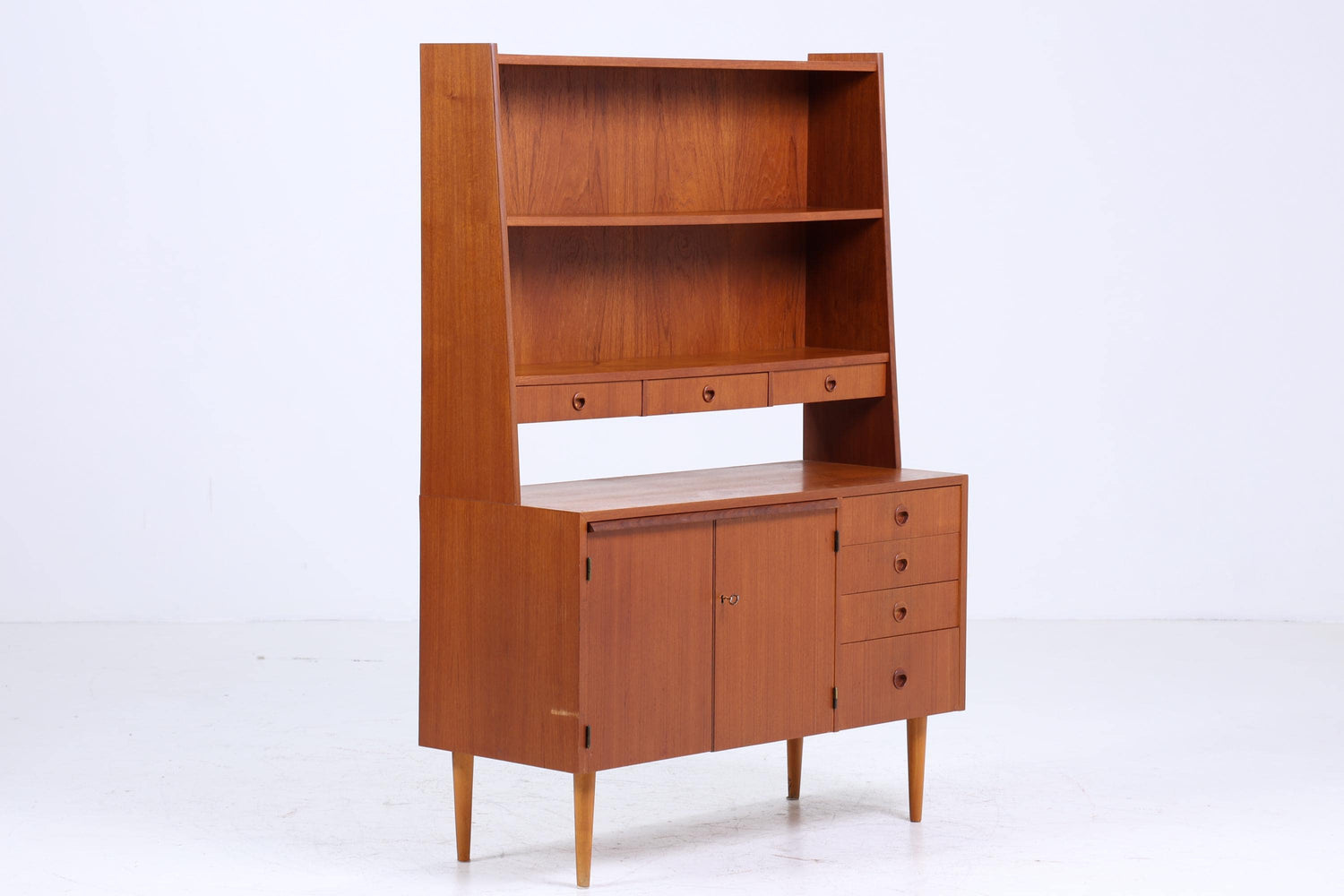 Vintage Teak Regal 60er Jahre | Mid Century Bücherregal Schreibtisch Sekretär Retro Holz Aufbewahrung