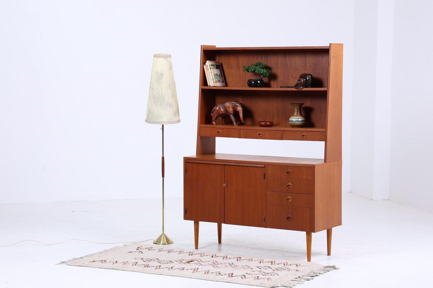 Vintage Teak Regal 60er Jahre | Mid Century Bücherregal Schreibtisch Sekretär Retro Holz Aufbewahrung