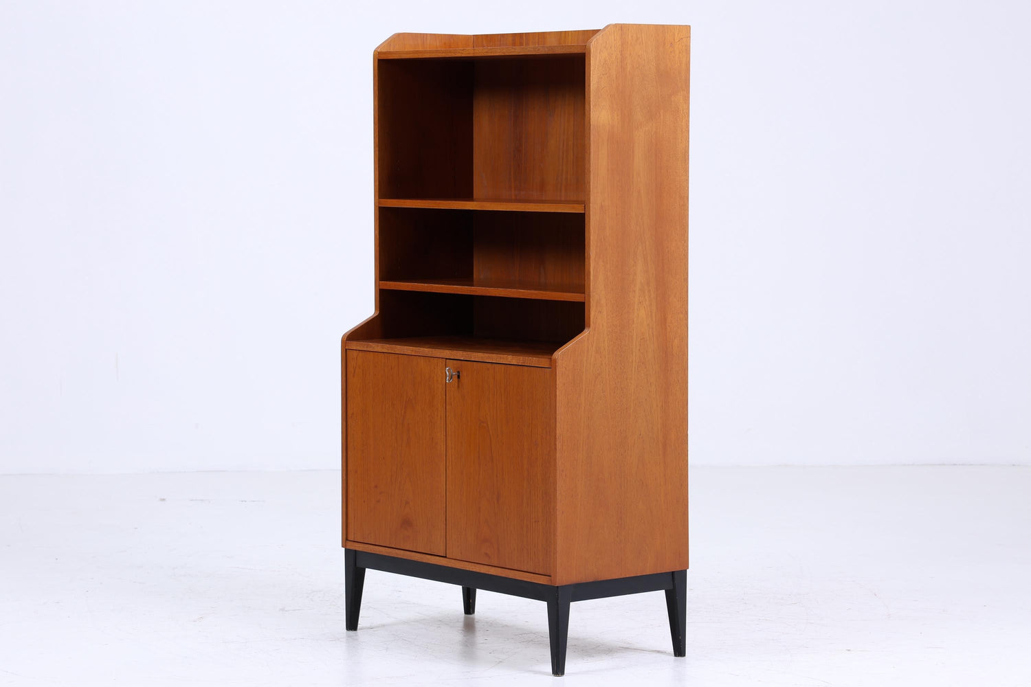 Vintage Teak Regal 60er Jahre | Retro Bücherregal | Mid Century Fächerschrank Holz Aufbewahrung