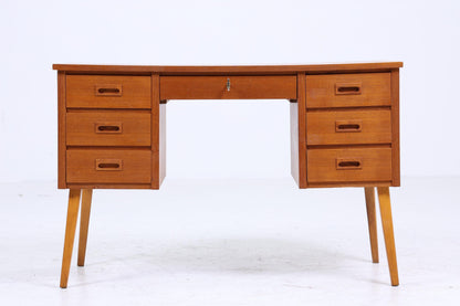 Vintage Teak Schreibtisch 60er Jahre | Mid Century Schubladen Arbeitstisch Bürotisch Tisch Retro Holz