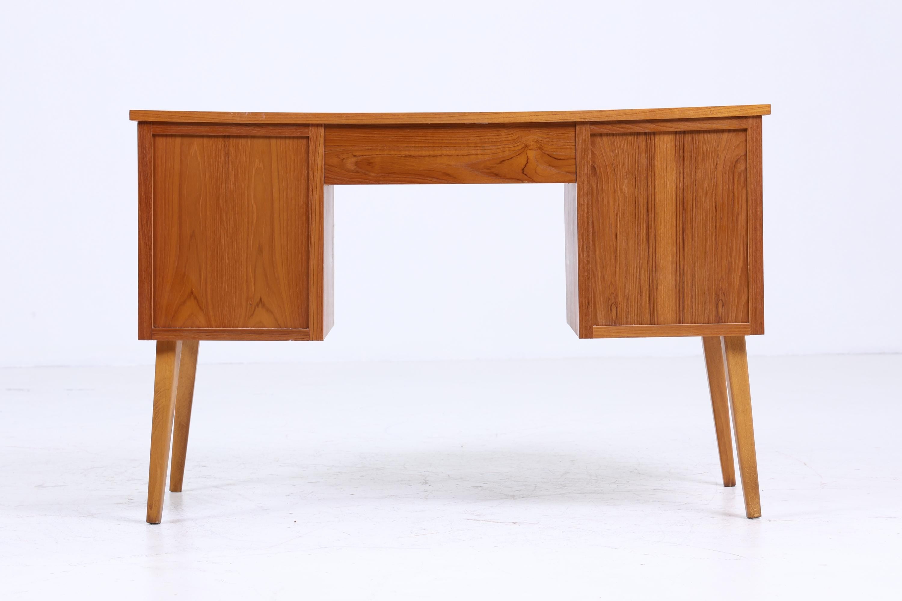 Vintage Teak Schreibtisch 60er Jahre | Mid Century Schubladen Arbeitstisch Bürotisch Tisch Retro Holz