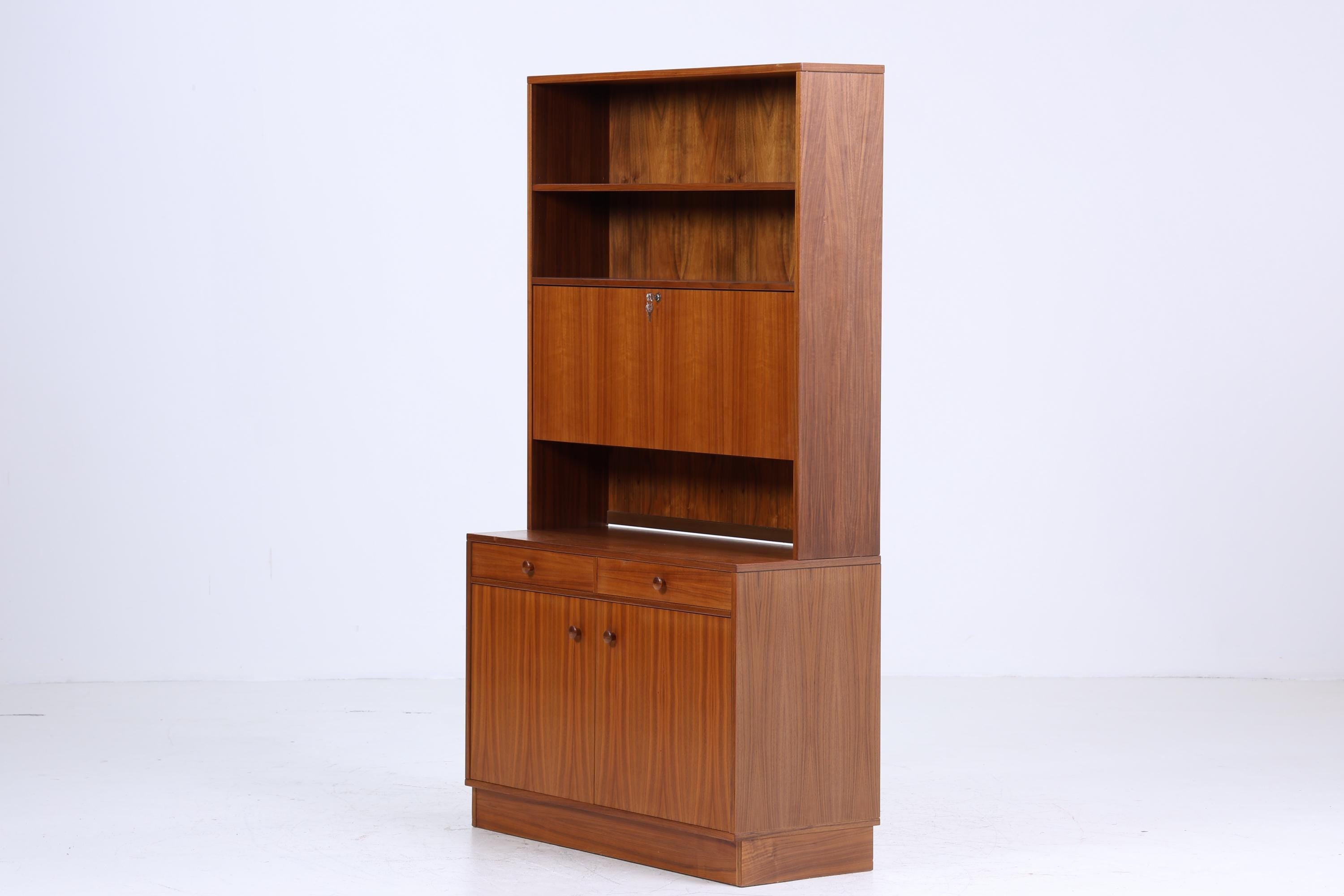 Mid Century Schrank 60er Jahre | Vintage Bücherregal Schreibtisch Sekretär Retro Regal Holz Aufbewahrung