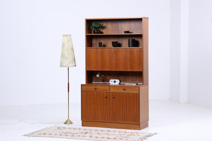 Mid Century Schrank 60er Jahre | Vintage Bücherregal Schreibtisch Sekretär Retro Regal Holz Aufbewahrung