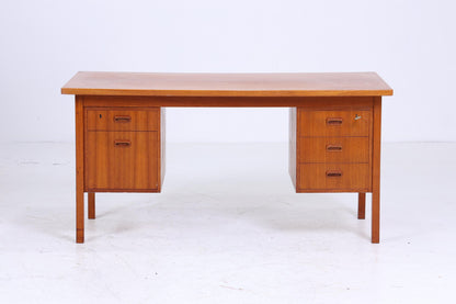 Vintage Teak Schreibtisch | Mid Century 60er Jahre Schubladen Arbeitstisch Bürotisch Tisch Retro Holz