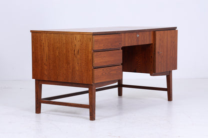 Vintage Schreibtisch 60er Jahre | Mid Century Palisander Arbeitstisch Bürotisch Schwebetisch Frei Tisch Retro Holz Design