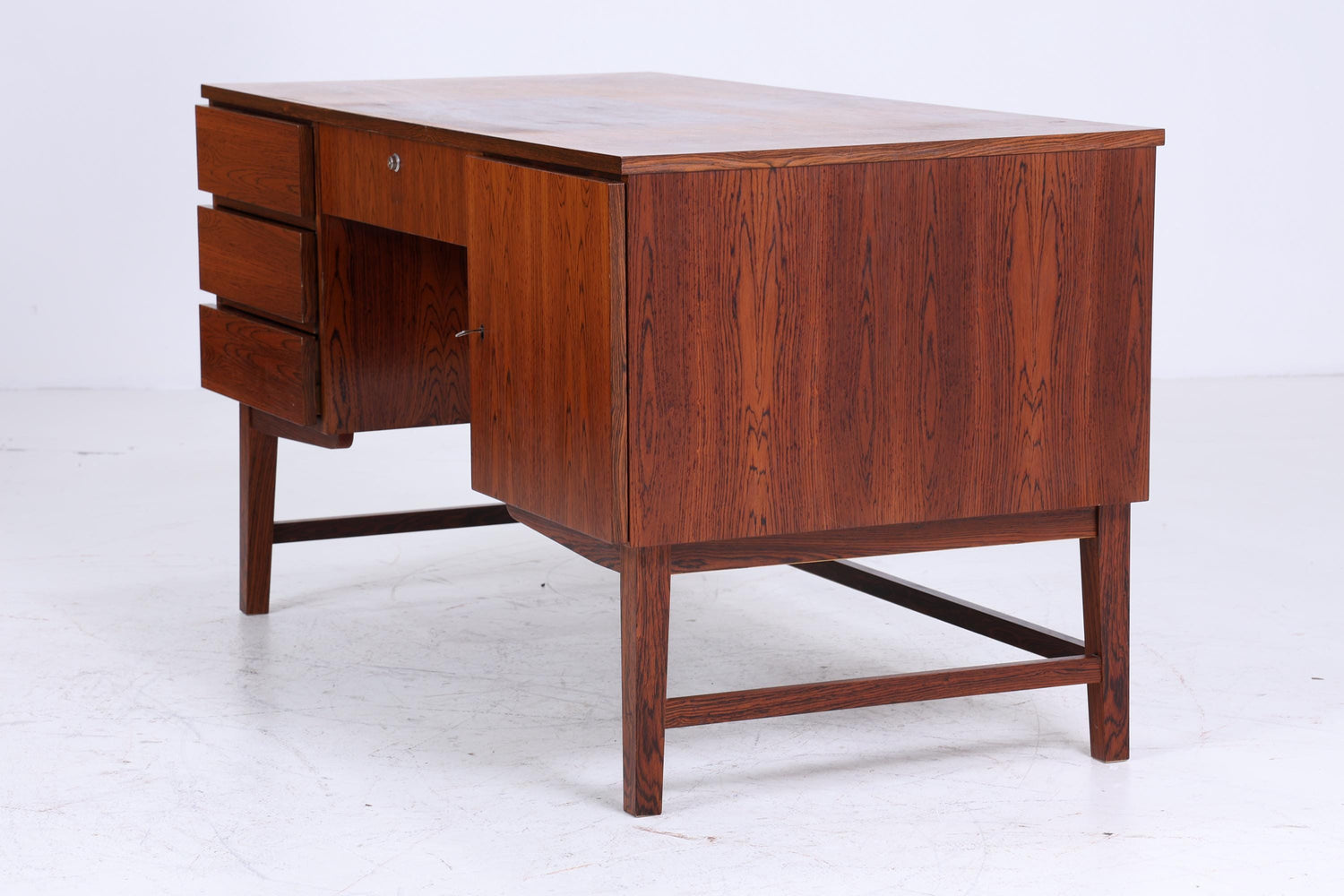 Vintage Schreibtisch 60er Jahre | Mid Century Palisander Arbeitstisch Bürotisch Schwebetisch Frei Tisch Retro Holz Design