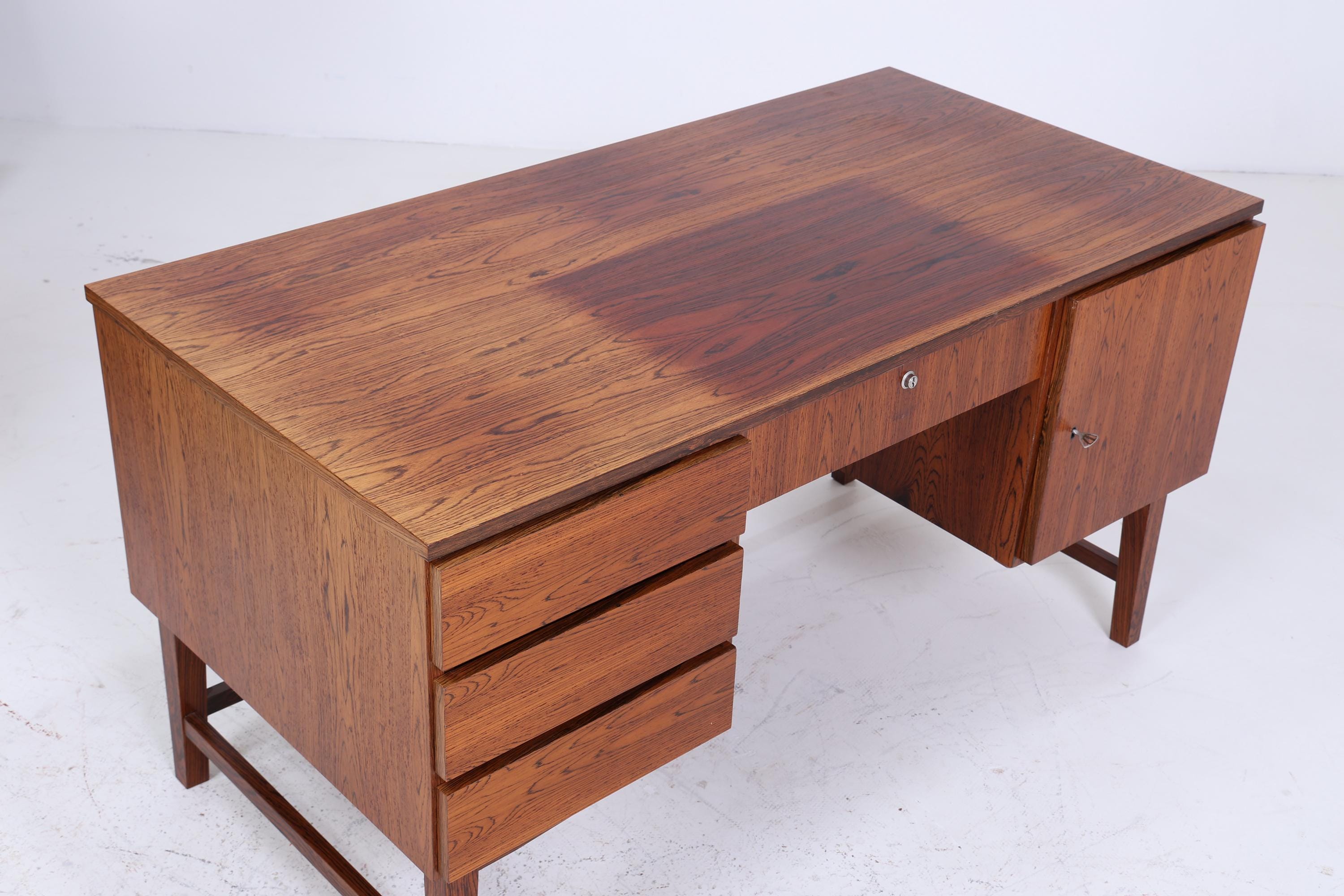 Vintage Schreibtisch 60er Jahre | Mid Century Palisander Arbeitstisch Bürotisch Schwebetisch Frei Tisch Retro Holz Design